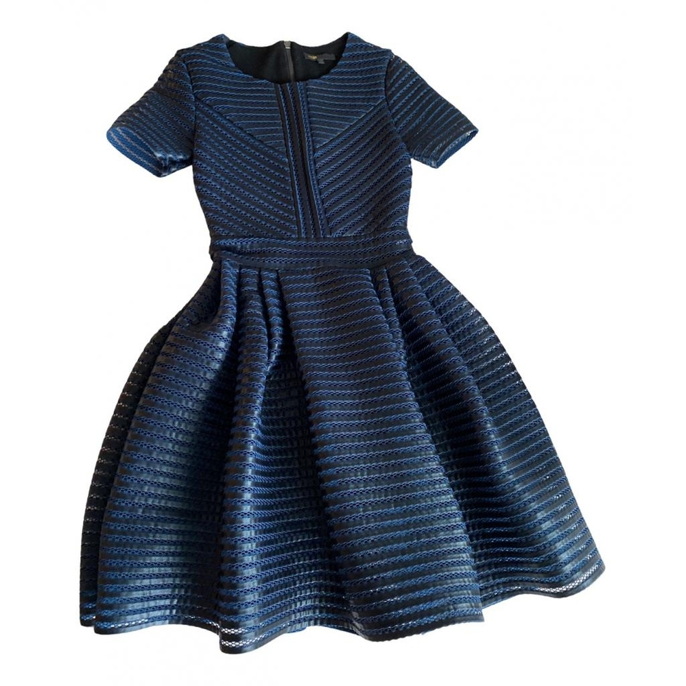 NWT ROMEO & JULIET COUTURE striped mesh navy blue cocktail dress size small …